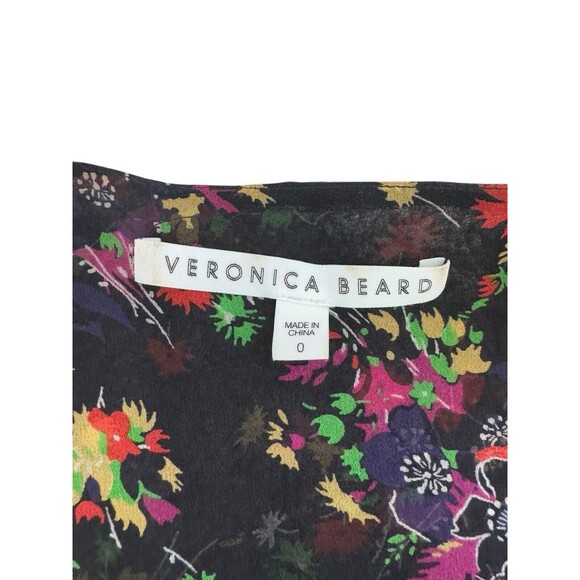 VERONICA BEARD Dark Victorian Floral Ruched Smocked Silk Mini Dress Size 0 - Picture 6 of 8
